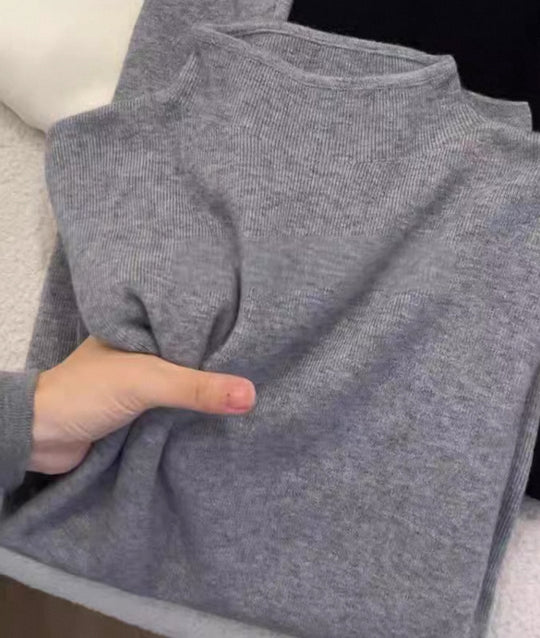 Damen-Strickpullover mit Stehkragen, gerippt