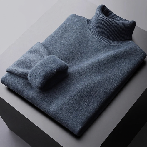 Gefütterter Herren-Strickpullover mit Stehkragen