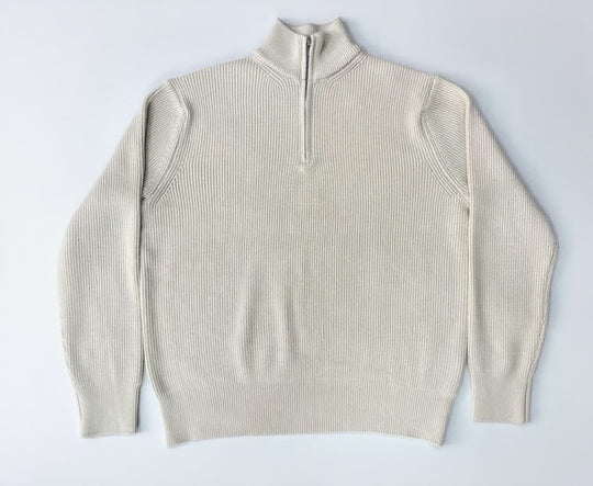 Unisex Strickpullover, Halbreißverschluss, Wollmischung