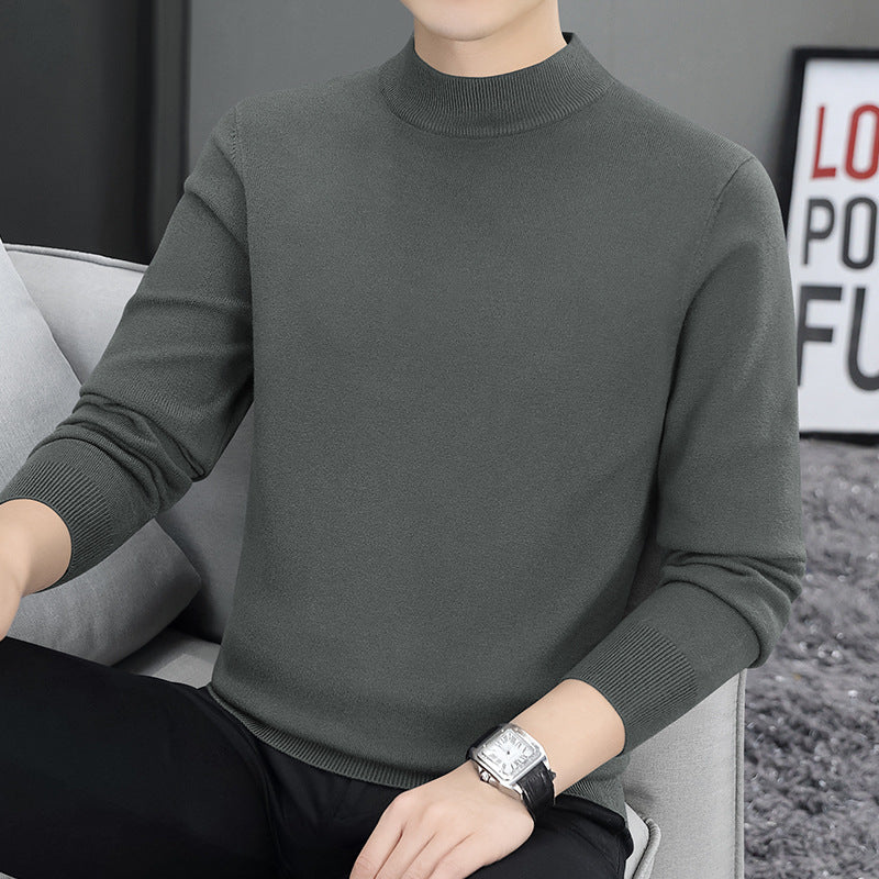 Herren-Strickpullover mit Stehkragen, gefüttert