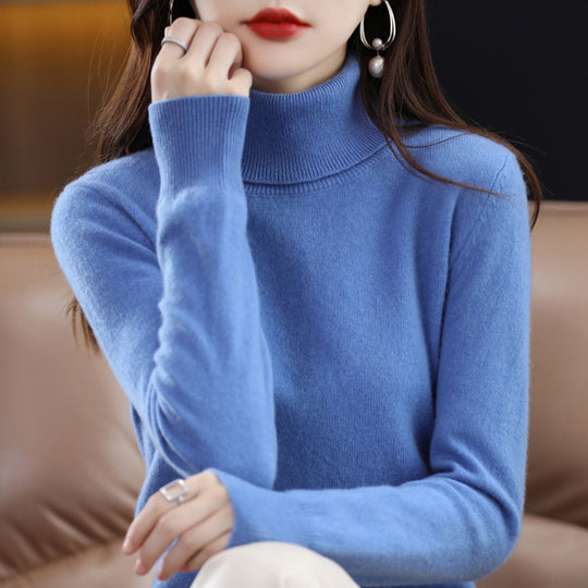 Eleganter Damen-Rollkragenpullover, Strick, locker geschnitten