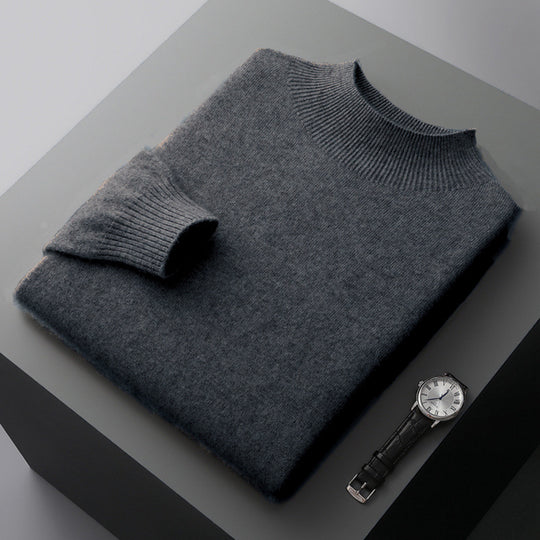 Herren-Wollpullover, Stehkragen, dünn