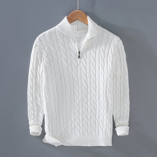 Herren-Strickpullover mit Reißverschluss und Stehkragen