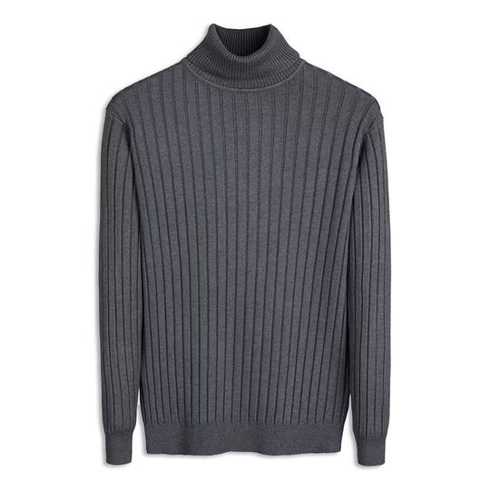 Herren-Strickpullover mit umschlagbarem Stehkragen