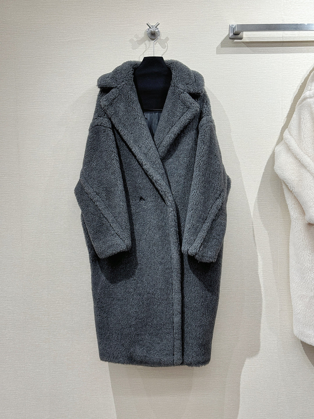Damen-Wintermantel, Teddy-Optik, lang