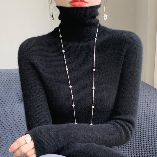 Damen-Strickpullover mit Stehkragen, figurbetont