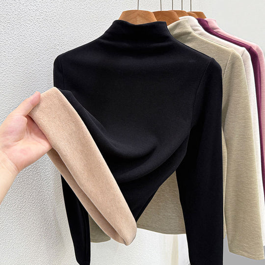 Wollmischung-Rollkragenpullover mit Thermofutter