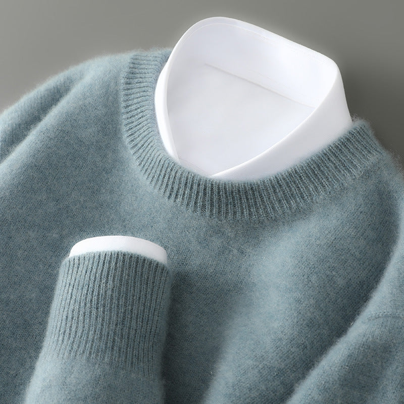 Herren-Wollpullover, Stehkragen, 100% Wolle, dick