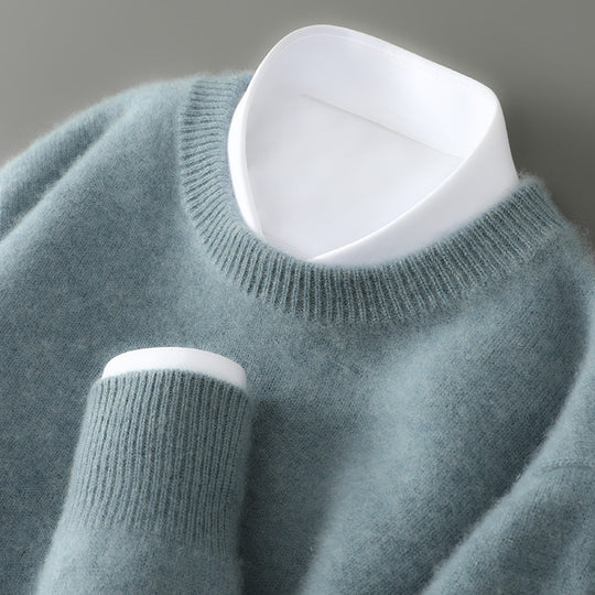 Herren-Wollpullover, Stehkragen, 100% Wolle, dick