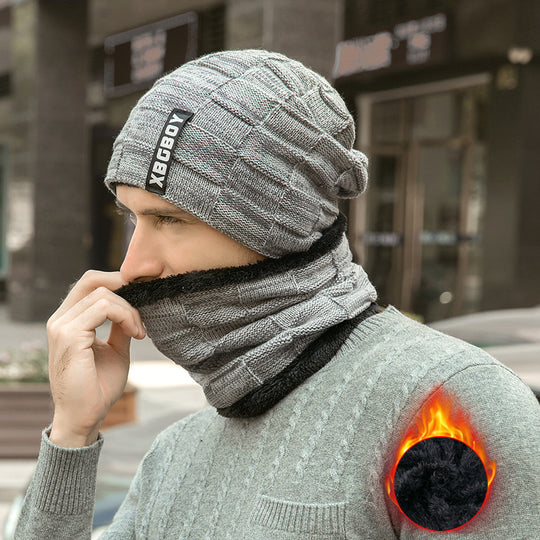 Winter-Strickmütze und Schal Set, gefüttert