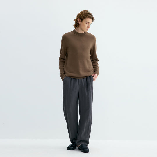 Herren Pullover aus 100% Schafwolle, Stehkragen