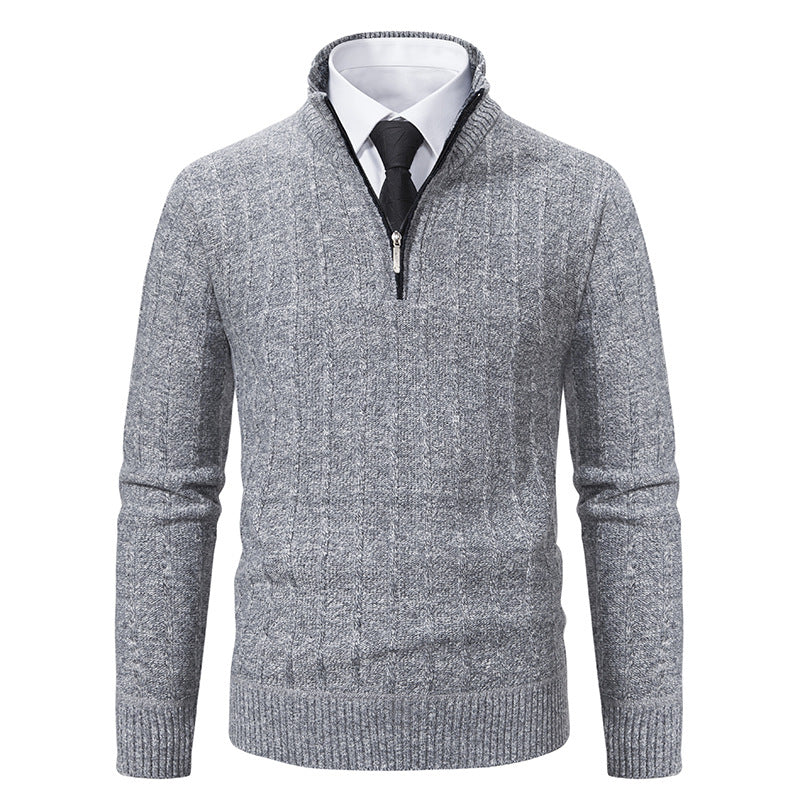 Herren-Strickpullover mit Reißverschluss und Futter