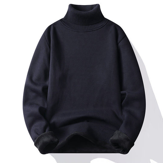 Herren-Rollkragenpullover, gefüttert, schmal geschnitten