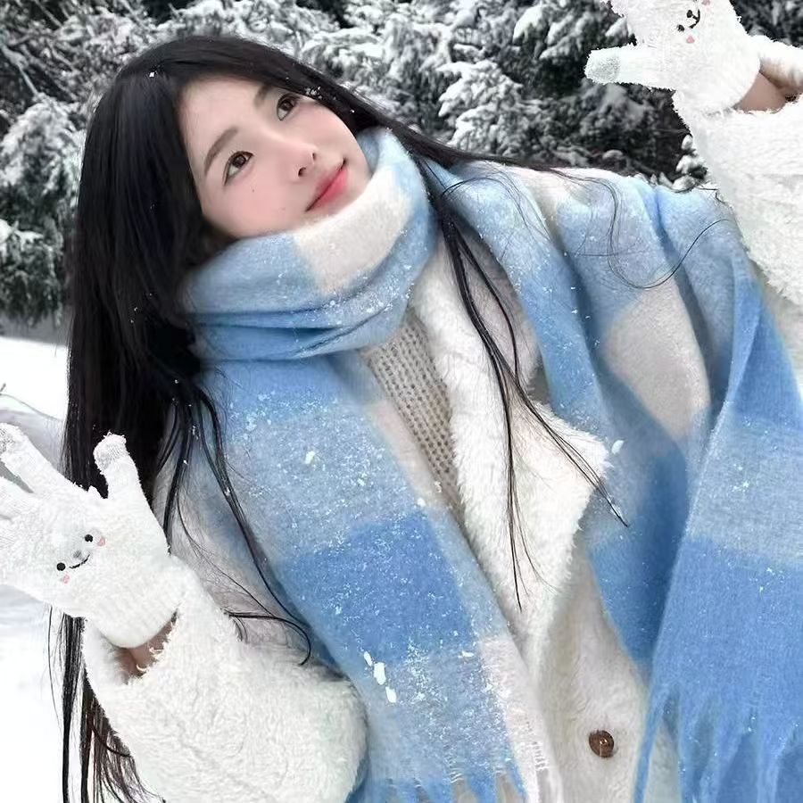 Karierter Winterschal, 210x30cm