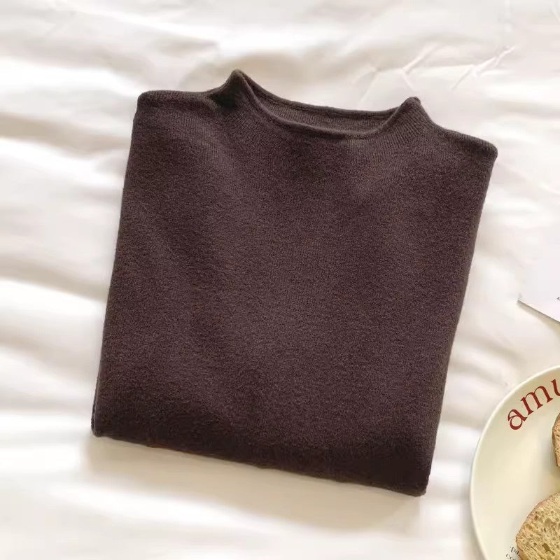 Damen-Strickpullover mit kleinem Stehkragen