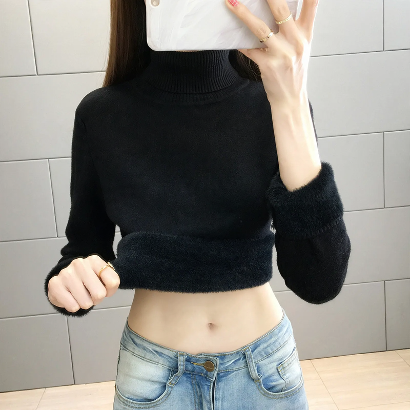 Gefütterter Damen-Rollkragenpullover, extra warm