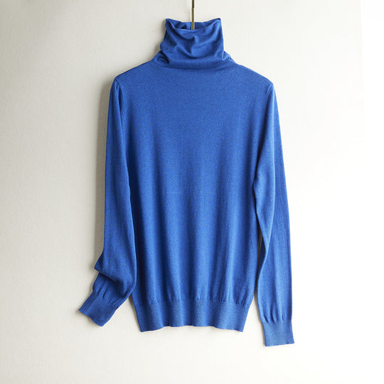 Damen-Strickpullover aus Seide, Stehkragen