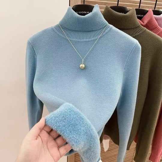 Damen-Strickpullover mit Rollkragen, körpernah