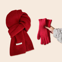 Wollschal + Handschuhe rot