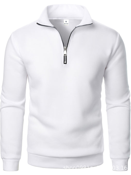Gefüttertes Stehkragen-Sweatshirt mit Viertel-Reißverschluss