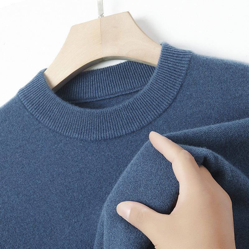 Herren-Kaschmirpullover, Rundhals, einfarbig