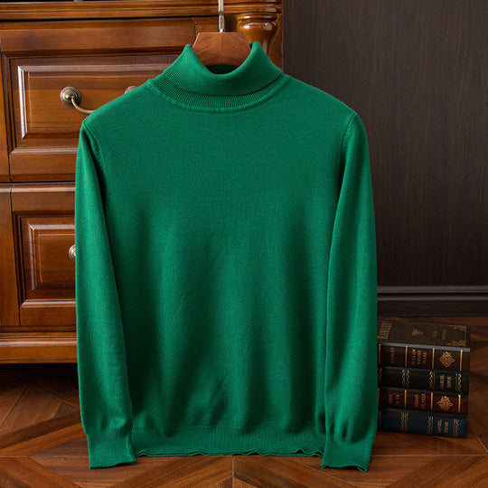 Herren-Strickpullover, Rollkragen, einfarbig, leger
