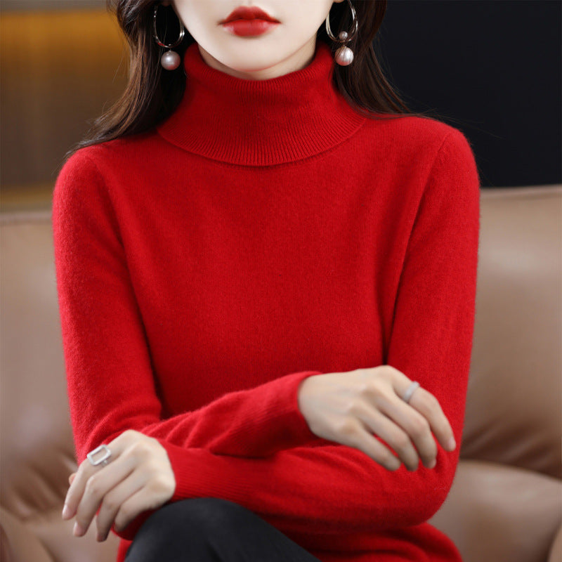Eleganter Damen-Rollkragenpullover, Strick, locker geschnitten