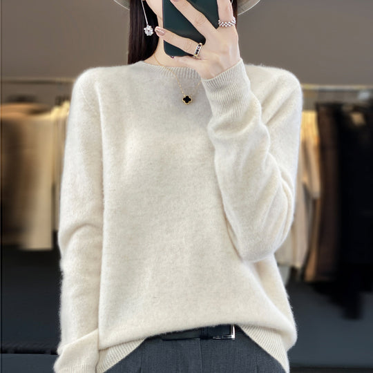 Damen Strickpullover, nahtlos, Rundhalsausschnitt