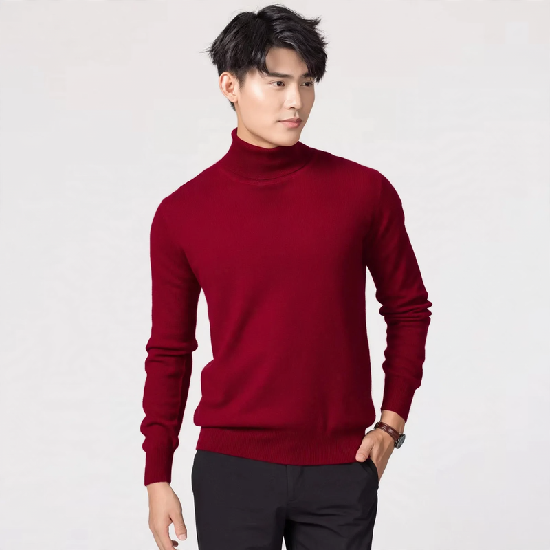 Herren-Wollpullover, Rollkragen, pflegeleicht