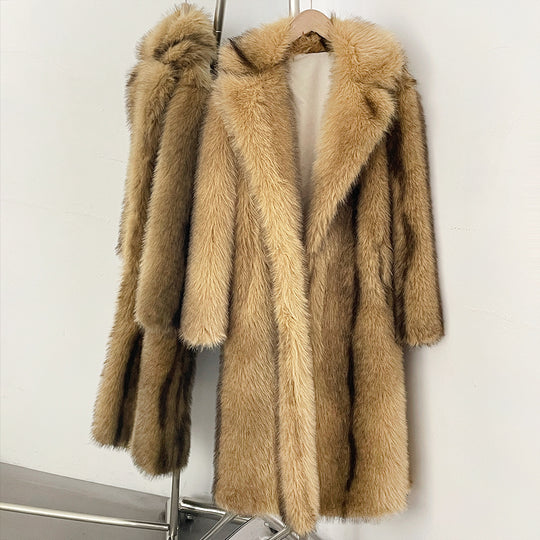 Eleganter Kunstfellmantel mit Reverskragen