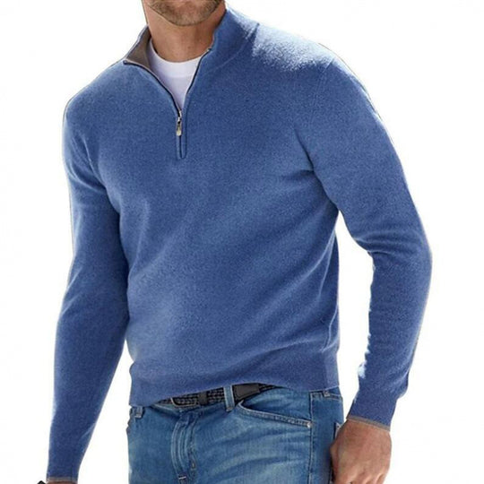Herren-Langarm-Kaschmirpullover, schlichtes Design