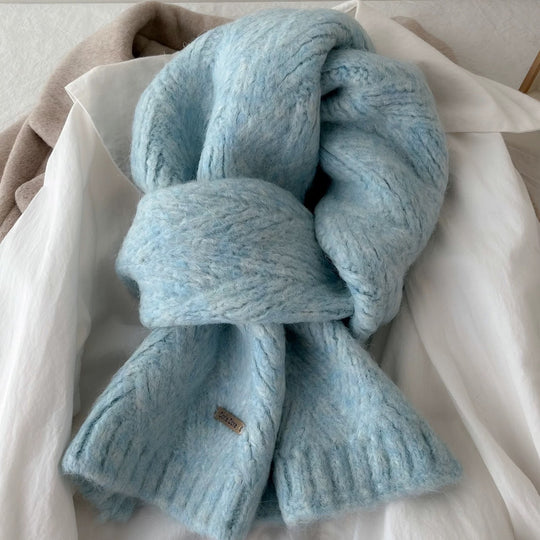 Einfarbiger Alpakawoll-Mischgewebe Strickschal, 22x162 cm