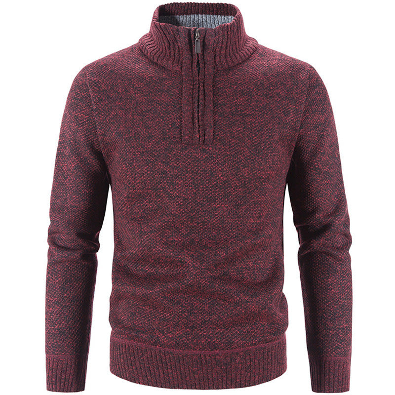 Herren-Strickpullover mit Stehkragen und Reißverschluss