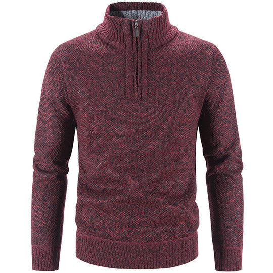 Herren-Strickpullover mit Stehkragen und Reißverschluss