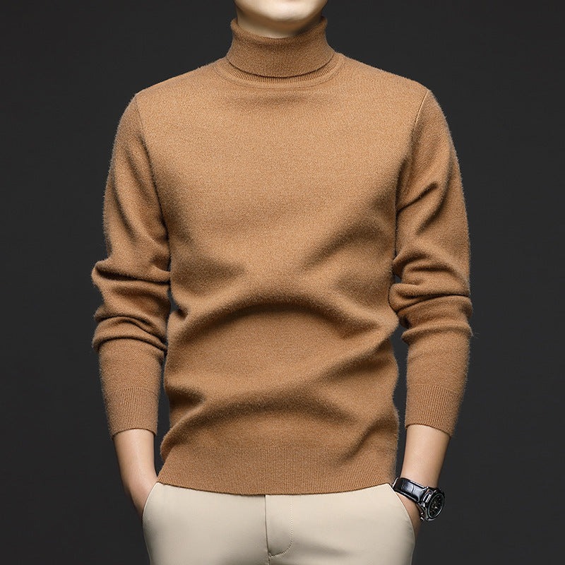 Herren-Rollkragenpullover, gestrickt, warm, für den Winter
