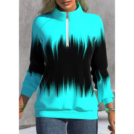 Damen-Sweatshirt mit Farbverlauf und Reißverschluss