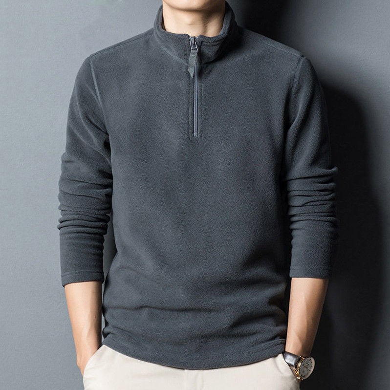 Herren-Fleece-Sweatshirt mit Stehkragen und Reißverschluss