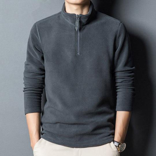 Herren-Fleece-Sweatshirt mit Stehkragen und Reißverschluss