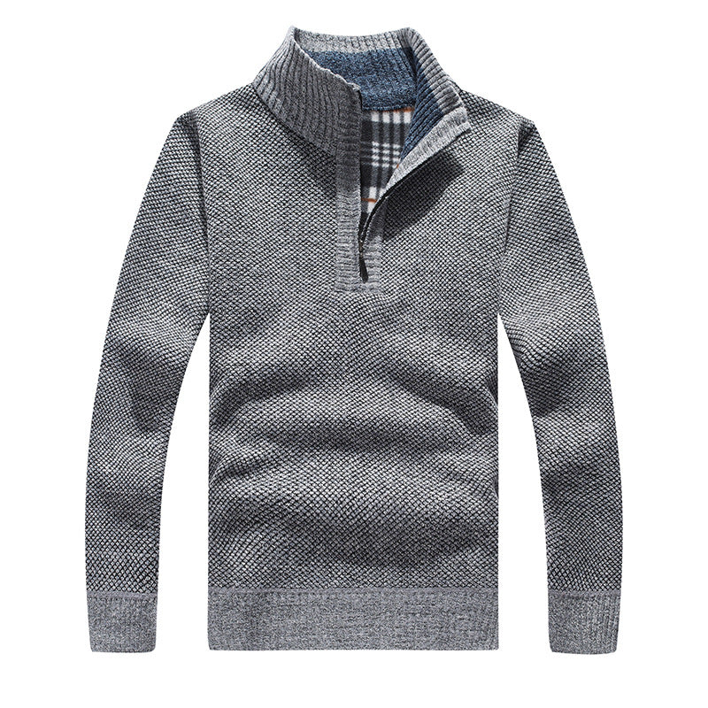 Dicker Herren-Strickpullover mit Reißverschluss und Futter
