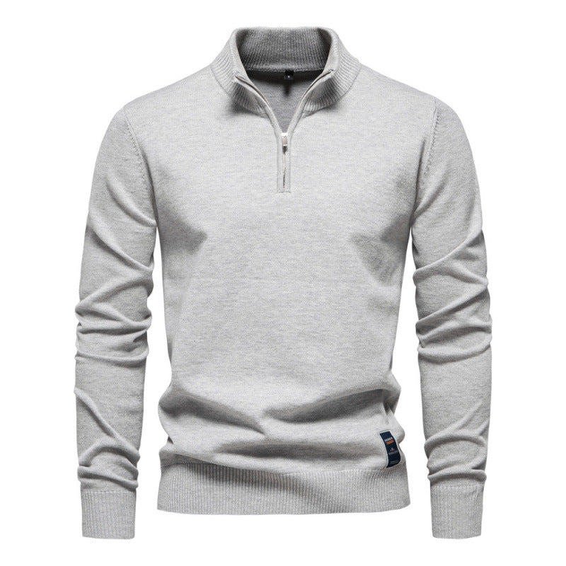 Herren-Strickpullover mit Stehkragen und Reißverschluss