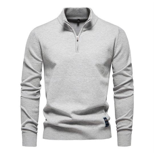 Herren-Strickpullover mit Stehkragen und Reißverschluss