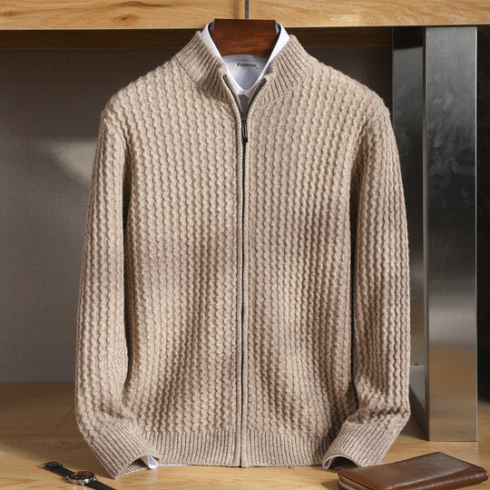 Gefütterte Strickjacke mit Reißverschluss für Herren
