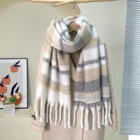 Mehrfarbig Querstreifen Beige