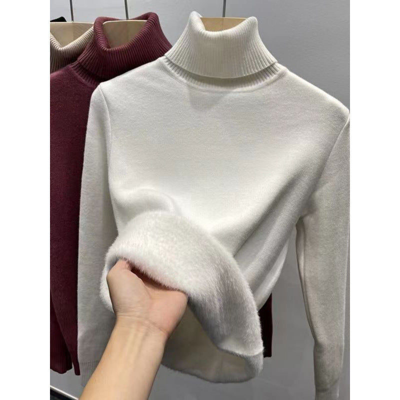 Herren-Strickpullover mit Fleecefutter und Stehkragen