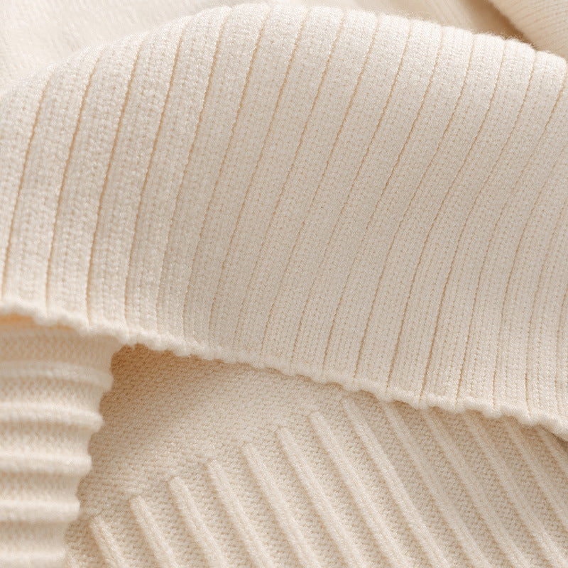 Damen-Strickjacke mit Rollkragen und Puffärmeln