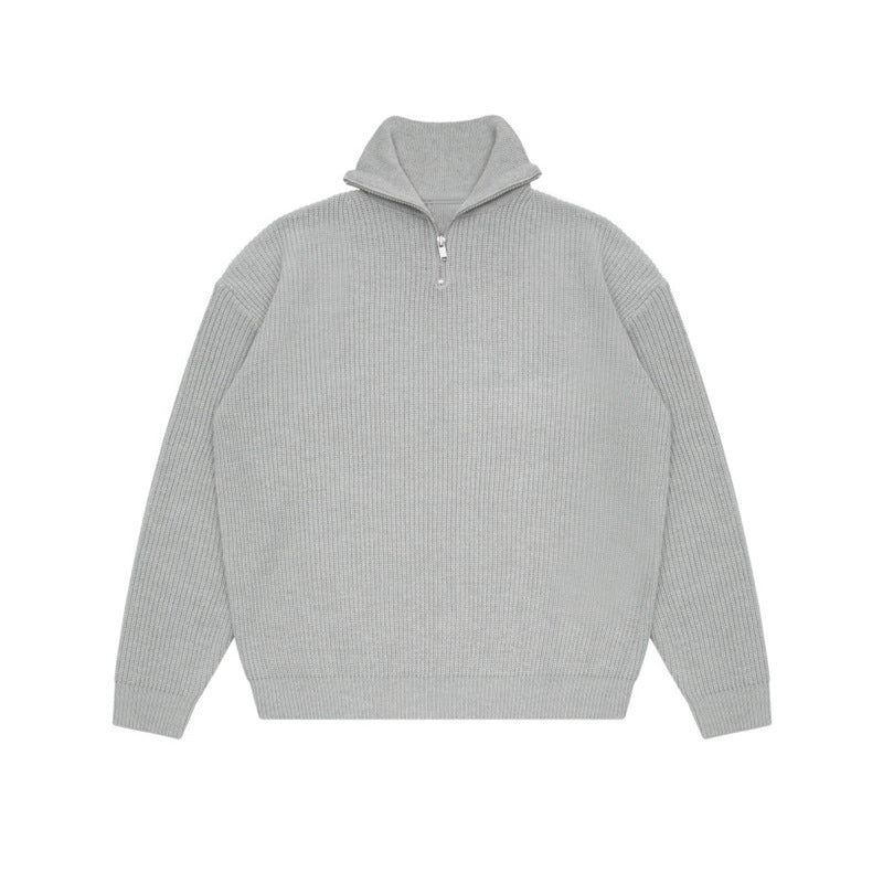Herren-Strickpullover mit Stehkragen und Reißverschluss