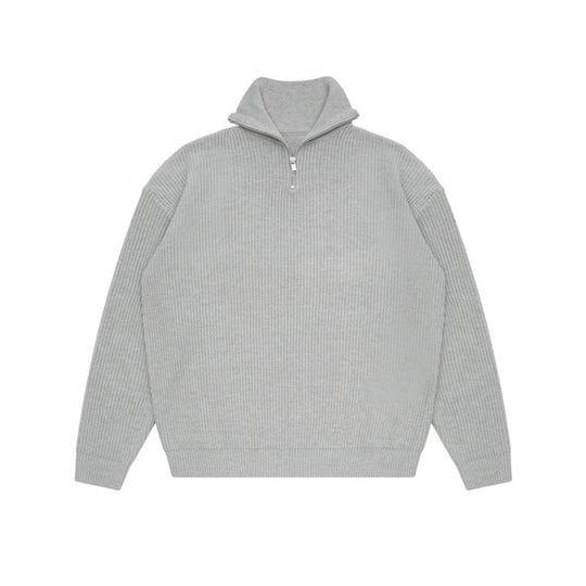 Herren-Strickpullover mit Stehkragen und Reißverschluss