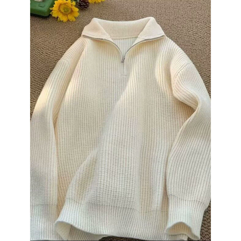 Herren-Strickpullover mit Reißverschluss und Rippstruktur