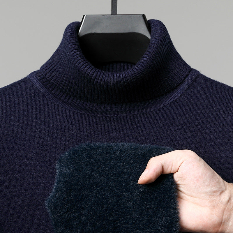 Herren-Strickpullover, gefüttert, Stehkragen