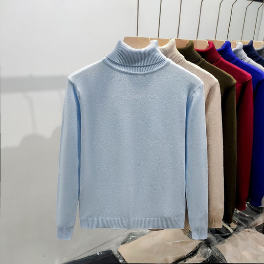 Herren-Strickpullover mit hohem Kragen, warm und lässig